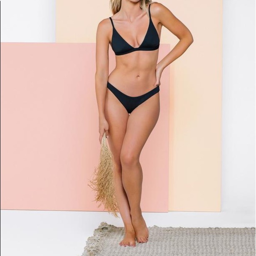 Midori Black Brazilian Bikini Thong Bottom Medium
